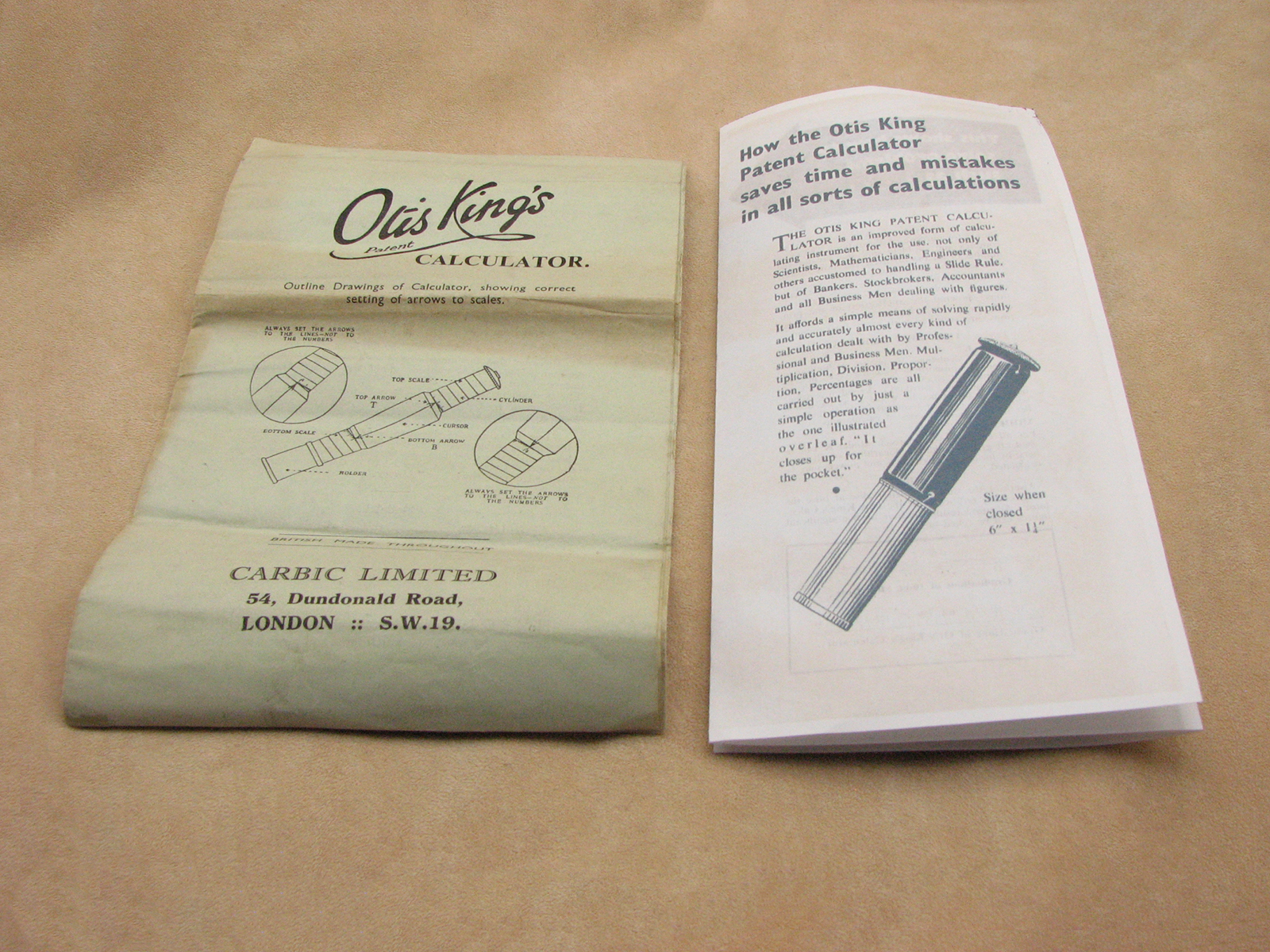 1960's Otis King Model K type C cylindrical slide rule & calculator